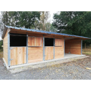 2 Boxes Pro avec Abri Pro - Confort et Robustesse pour Chevaux - Structure Bois Douglas et Poteaux Métal - BOX018_2