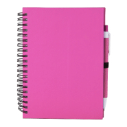 Bloc-notes à spirales - 70 pages non lignées en papier recyclé - Stylo bille assorti - Couleur fuchsia - Encre bleue - Poids 170 g_2
