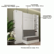 Lit escamotable blanc Dynamo Sofa - Canapé intégré marron - Couchage 90x200 cm - L : 205 cm_2