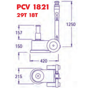 Cric hydropneumatique classique, 2 pistons 29t/18t - pasquin - pcv 1821_2