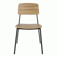 Chaises Beaufort en bois noyer et acier noir - Empilables - Lot de 2 - FU524 | Bolero_2