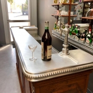 Comptoir n°101 - Chêne massif époque 1930 - 2,13m avec dessus en étain alimentaire et intérieur aménagé_2