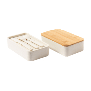 Boîte lunch en plastique PP - couvercle bambou - 2 compartiments de 700 ml avec set de couverts_2