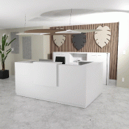 Banque d'accueil d'angle Delta Plus avec réhausse - Mobel Linea - 224, Blanc mat, Droite, Blanc, Non_2