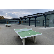 Passage couvert Série PC - Toit plat pente arrière 5% - Sur mesure, poteaux métalliques et options personnalisables_2