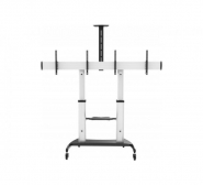 Support à roulettes pour visioconférence - 2 écrans plats 37-60'' - Aluminium anodisé et base renforcée_2