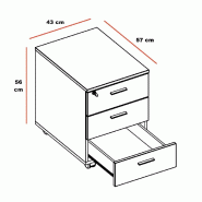 Caisson à roulettes pour bureaux Pyramid - 3 tiroirs, Chêne veiné_2