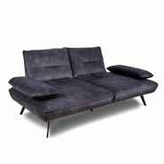 CANAPÉ MODULABLE TREK DOSSIER AVANCE RECULE 3/4 PLACES VELOURS GRIS GRAPHITE_2