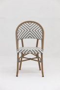 Chaise de terrasse CONTI - chevrons gris et blancs - structure aluminium rotin et assise en polyéthylène_2