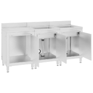 Vidaxl évier de cuisine commercial 180x60x96 cm acier inoxydable 3058271_2