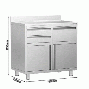 Meuble inox pour machine à café - 1000 x 600 mm - 2 tiroirs - Knock box_2