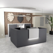 Banque d'accueil d'angle Delta Plus avec réhausse - Mobel Linea - 184, Blanc mat, Gauche, Non, Anthracite_0