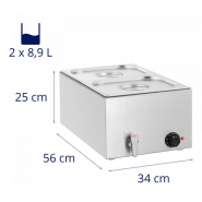 Bain-marie avec robinet de vidange 2 bacs gn 1/2_2