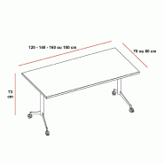 Table de réunion plateau abattant Pop-up - Quadrifoglio - Argent Ral 9006, 140 x 70 cm, Béton_2