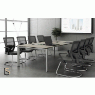 Table de réunion Star - Mobel Linea - Non, Blanc 9010, 200, Acacia foncé_2