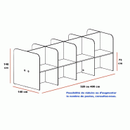 Bureaux call center version droite avec séparation en bois - Mobel Linea - Blanc, 80_2