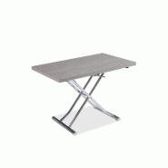 Table basse relevable extensible Trendy - Chêne gris/mélaminé, pied chromé - Dimensions 110 x 70/140 cm_2