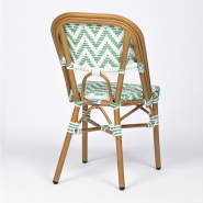 Chaise de terrasse graphique, solide et pratique - alma - tressage vert et blanc_2