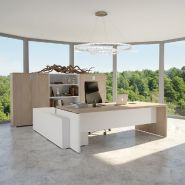 Bureau Bi-colore TAK avec rangement intégré - Mobel Linea - 185, Acacia clair, Droite_2