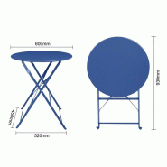 Table de terrasse ronde Perth bleu marine foncé | Bolero - DZ875_2