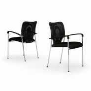 Chaise d'accueil Fady - tissu et résille - modèle empilable avec structure chromée_2