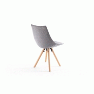 Lot de 2 chaises Sylvain en tissu gris - pieds en hêtre naturel - design chic et confortable_2