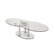 Table basse double chrome - plateaux pivotants en verre trempé et structure en acier inoxydable_2