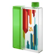 Gourde rectangulaire en plastique transparent - Réservoir amovible - 320 ml / 125 ml - Couleur vert_2