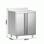Meuble inox pour machine à café - 800 x 600 mm - Étagère réglable - 2 compartiments_2