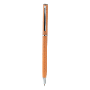 Stylo bille twist écologique en plastique paille de blé - détails chromés - encre bleue - couleur orange_2