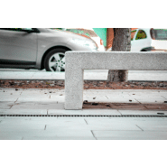 Banc public Volga UM369 - béton préfabriqué blanc granite lisse_2