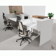 Bureau d'accueil Delta Plus pour 2, accès PMR - Mobel Linea - Blanc, 384, Acacia foncé, Banque d'accueil sans réhausses_0