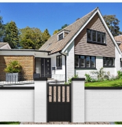 Portail coulissant et portillon aluminium Valence - design chic en gris anthracite RAL 7016 - manuel et motorisable_2