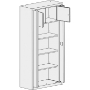 Armoire de bureau à portes escamotables - tablettes réglables et options de rangement sécurisé_2