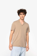 Chemise écoresponsable délavée en jersey - Manches courtes à col bowling homme - Réf: NS522 - 100% coton biologique_2