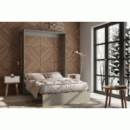 Armoire lit escamotable Dynamo gris mat - Couchage 120x200 cm avec ouverture assistée et sommier à lattes_2