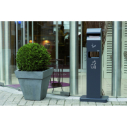 Poubelle cendrier sur pied - acier galvanisé anthracite - double fonction avec bacs amovibles_2