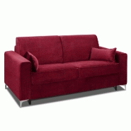 Canapé convertible express Jackson 140cm - sommier lattes - velours rouge - matelas 16 cm_2