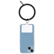 Bracelet support en silicone pour téléphone portable - Plaque métal logotisable et mousqueton - Couleur noire - 26g_2