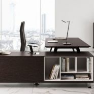 Bur-003 - Bureau de direction - Mobika - plateau en MDF - coloris bois au choix - piètement conique en acier_2