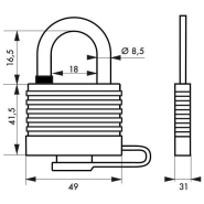 Cadenas à clé Bumper 45 mm - Jaune - Corps acier zingué gainé PVC - Marque Thirard - Réf. 00002842_2