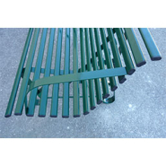 Banc public en tube méplat à sceller au sol - TERRA - Métallique, peinture verte RAL 6005, dimensions 195x74x38 cm_2