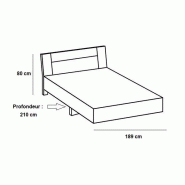 Lit design Thalia 180 x 200 cm - Blanc rechampis graphite - Élégance et confort contemporain_2