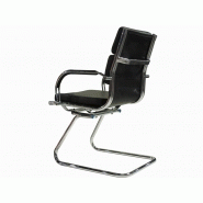 Siège de réunion Molt - Assise et dossier en simili cuir noir - Piètement en acier chromé avec accoudoirs_2