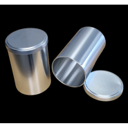 Boîte métal cylindrique argentée - Diamètre 90 mm x Hauteur 160 mm - Référence BE000008_2