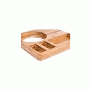 Plateau de courtoisie en bambou pour chambre d'hôtel - 30(h) x 260(l) x 260(p)mm - Compartiments et espace bouilloire_2