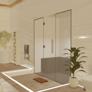 Kit de construction cabine de hammam - Paroi vitrée à carreler 180x120 avec générateur vapeur et accessoires inclus_2