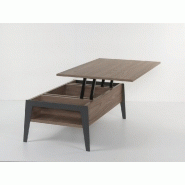 Table basse relevable en noyer Brighton 2 - piètement noir - 110x70 cm avec rangement intégré_2