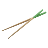 Baguettes en bambou - set de 2 avec extrémités peintes - couleur vert - poids 16g_2