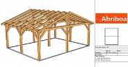 Carport 2 pans 2 voitures 9 poteaux - Abriboa en sapin lamellé collé_2